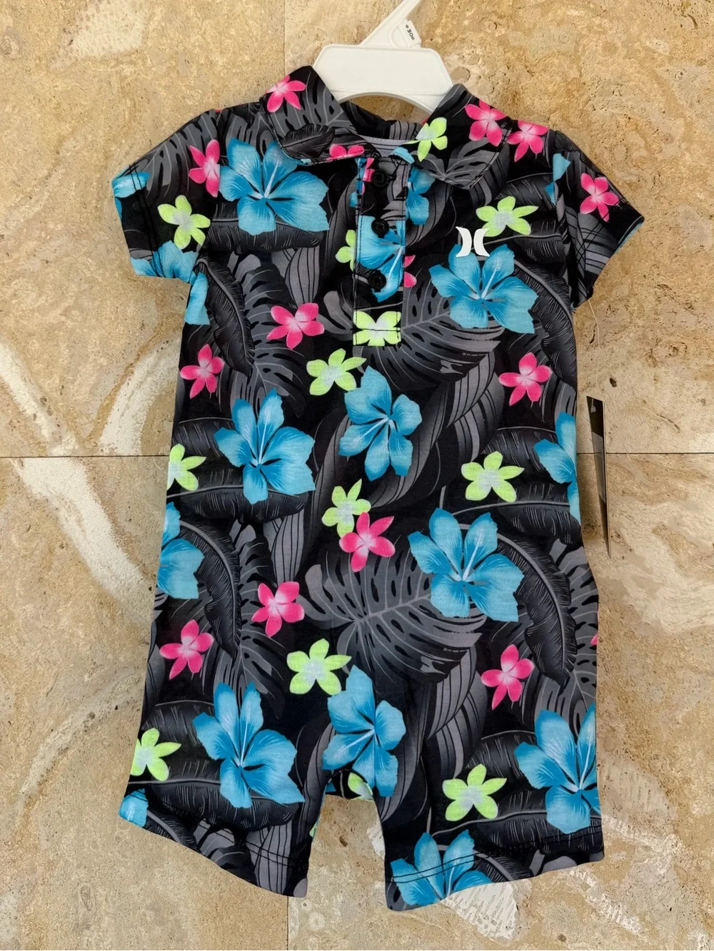 Hurley Tropical Floral Romper / One-Piece Outfit Baby Unisex Black Blue Pink